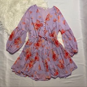 Entro Long-Sleeve Lilac Cherry Blossom Dress